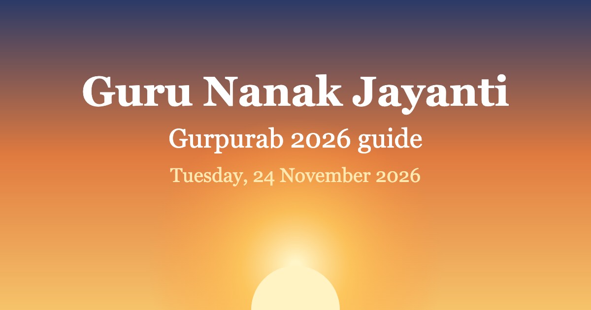 Guru Nanak Jayanti Gurpurab 2026 guide graphic with date 24 November